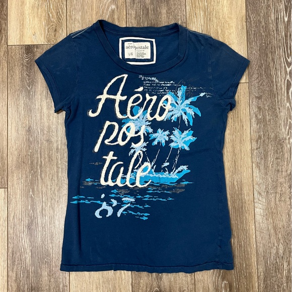 Aeropostale Tops - Aeropostale Navy Blue Graphic Tee